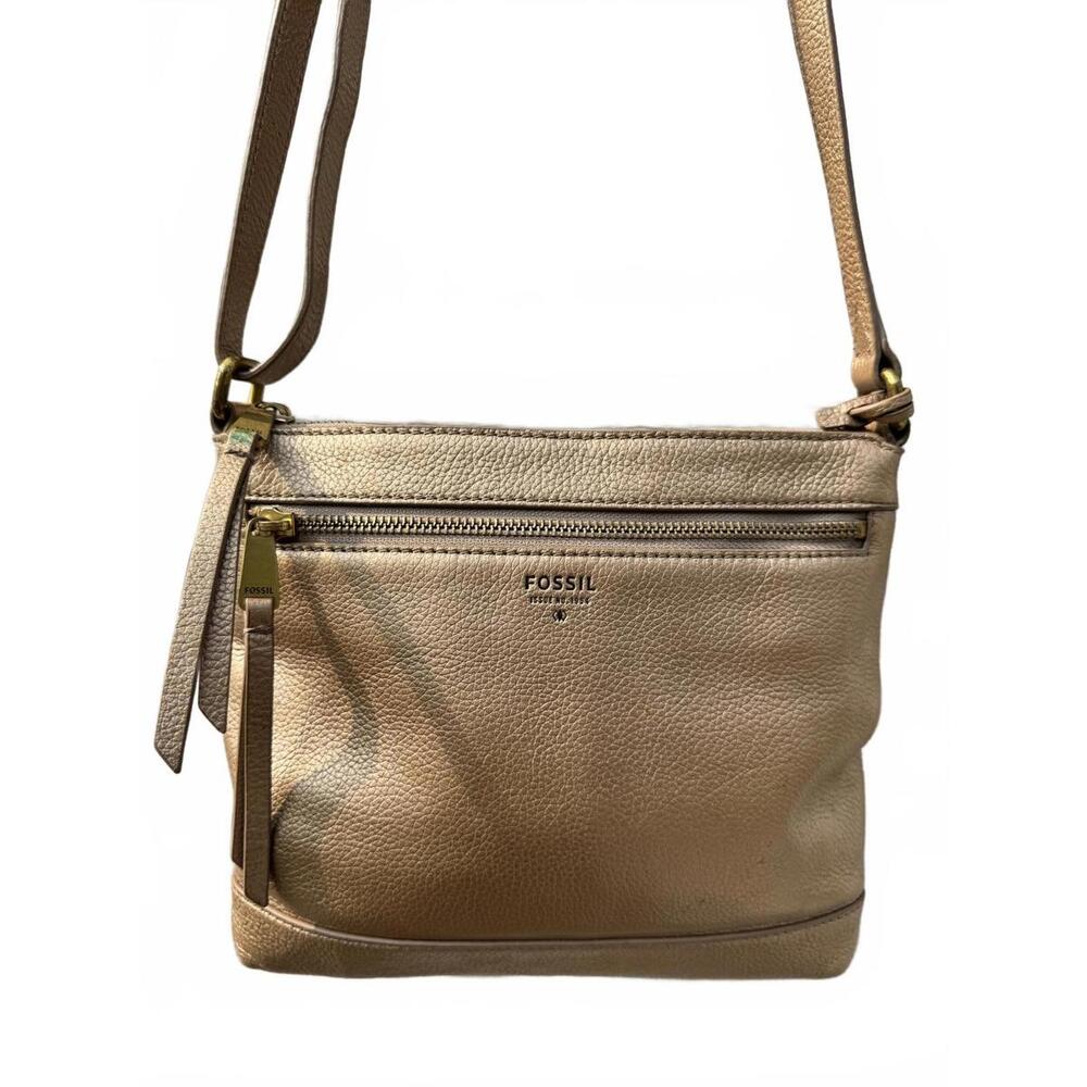 Fossil Metallic Gold Leather Crossbody Bag